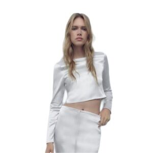Silver Satin Crop Top